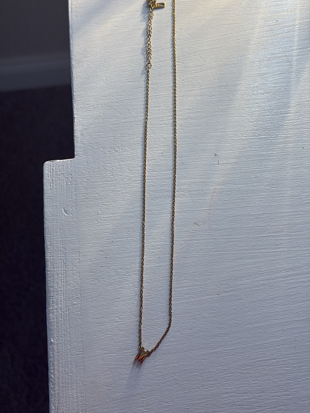 Delicate Gold Tone Women’s Pendant Necklace with “M” on it
